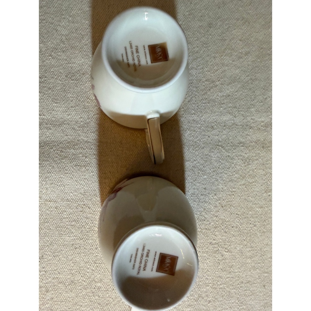 Mikasa Orchid Royal Fine China Tea Cup Set of 2 Burgundy Gold Floral - Picture 7 of 8